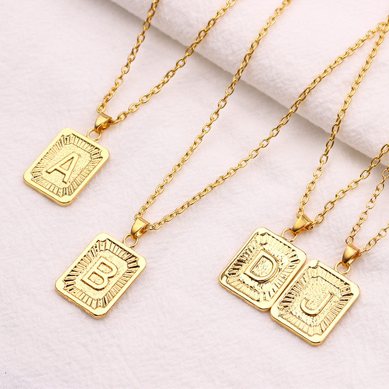 Leila Square Letter Pendant Necklace